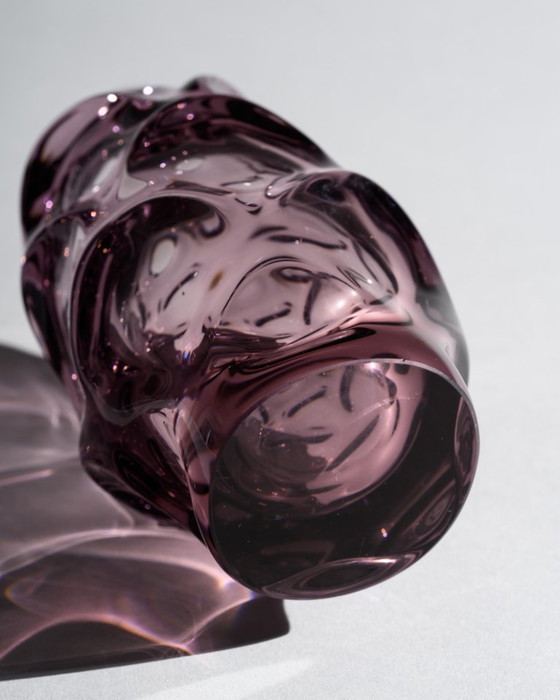 Image 1 of Mid-Century Glass Duo Jan Beránek Škrdlovice Sculptural Mastery in Lilac & Pink