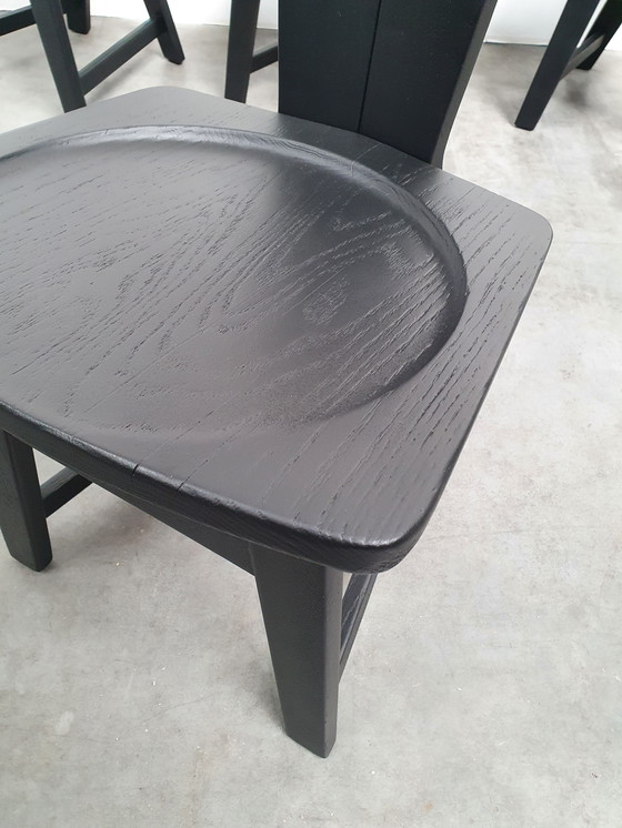 Image 1 of Brutalistische Eichenstühle 60er Jahre Schwarz