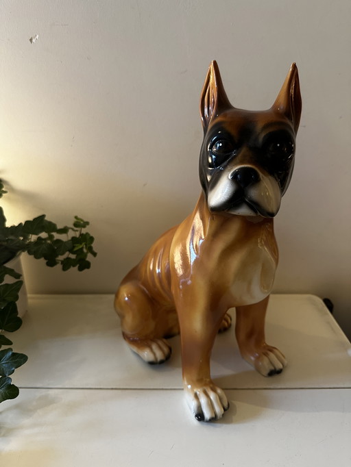 Statua in ceramica italiana raffigurante un pugile