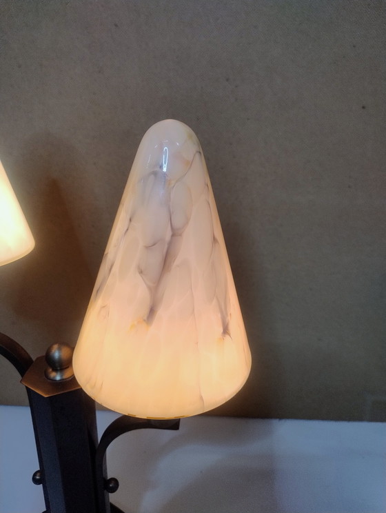 Lampe Vintage Art-Déco – Metal, Glass (photo 3 of 6)