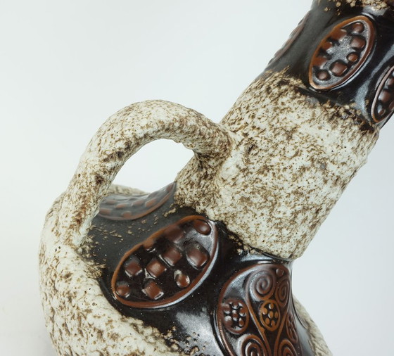 Image 1 of Große 54 cm Vase, Bodenvase, 1970er Jahre, Fettlava-Glasur, Zierdekor, Modell 100