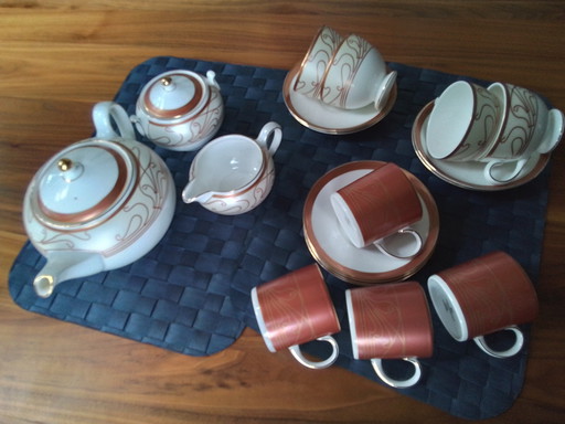 Wedgwood Paris Geschirr | 50-teiliges Luxus Bone China Porzellan, Kupfer-Gold-Design