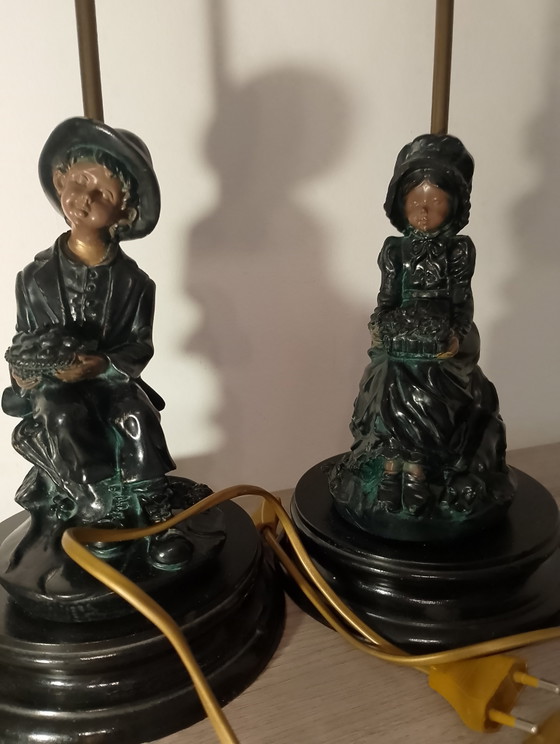 Image 1 of Coppia di lampade in porcellana effetto bronzo, Punto & Sons, Portogallo