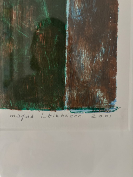 Screen print "I listen to the song" by Magda Luttikhuizen