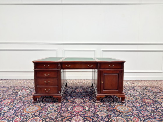 Scrivania da partner Chesterfield inglese classica – Mobili, Leather, Wood (photo 3 of 21)