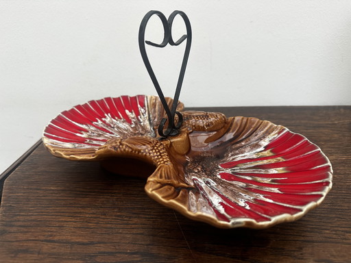 Serviteur à Hors D’œuvres Vintage Céramique Barbotine attribué Vallauris 