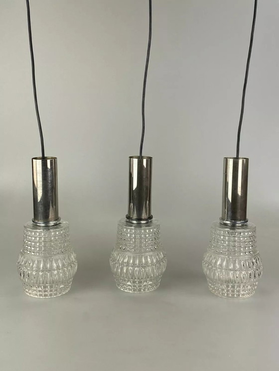 Image 1 of Lampada da soffitto anni '70, lampada a sospensione, lampada a cascata, vetro cromato, design spaziale