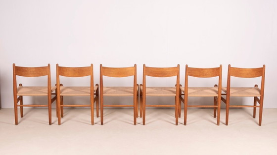 Image 1 of 6 chaises de salle à manger Hans J. Wegner CH36 en chêne, Danemark des années 1970