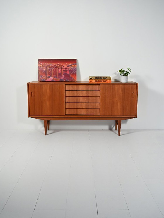 Image 1 of Scandinavian sideboard with louvered drawers, 1950s/60s