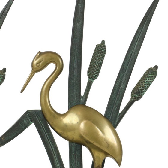 Statuette di metà secolo raffiguranti un airone e un'anatra, in ottone e metallo verde, 35 cm. – Sculture (photo 10 of 13)
