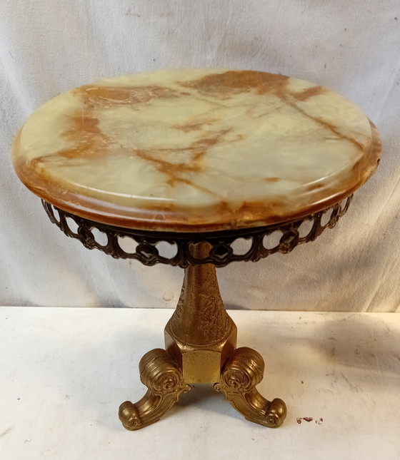 Image 1 of Brass Onyx Table