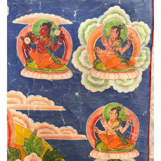 Monumentale Paubha Newar népalaise du XIXe siècle de Rakta Tara – Tara Rouge du Vœu et de la Prospérité – (photo 5 of 11)