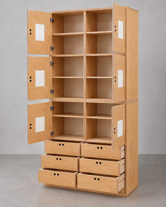 Vintage IKEA KUSK Storage Cabinet Set – Birch Plywood – 90s (photo 6 of 10)