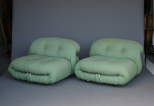 Set of Vintage Soriana Lounge Chairs by Afra & Tobia Scarpa for Cassina, 1970s
