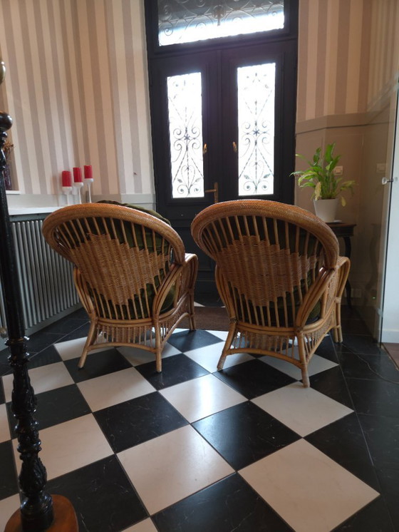 Image 1 of Coppia di poltrone in vimini e bambù, 1970 (rif. 3880)