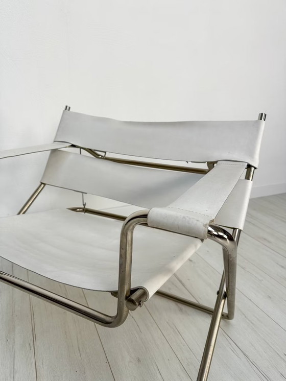 Image 1 of Sedia da salotto vintage in pelle Bauhaus D4 di Marcel Breuer per Tecta anni '60