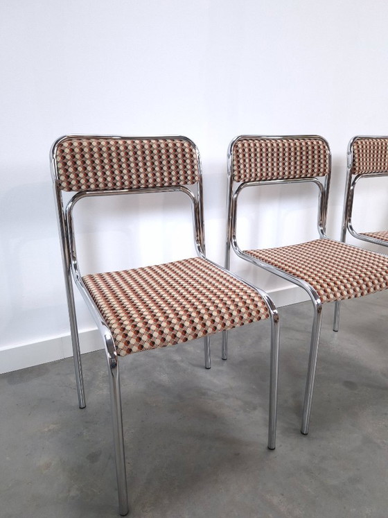 Set Space Age 3x Sedie da pranzo Bauhaus con struttura tubolare cromata – Chrome (photo 7 of 15)