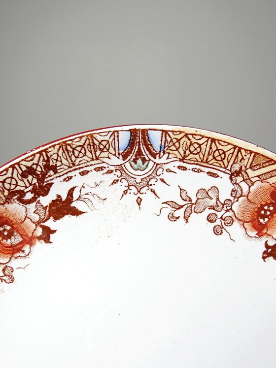 Image 1 of Sarreguemines - Kyoto - antique tea set: 5 cups and 6 Japanese-style saucers