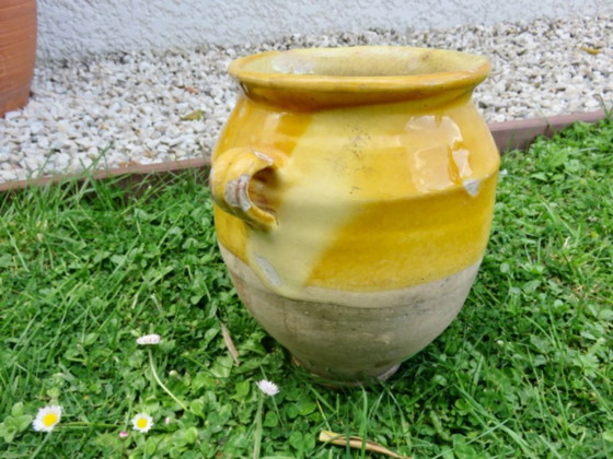 Image 1 of Tarro para conservar alimentos, terracota amarilla vidriada, suroeste de Francia, finales del siglo XIX.