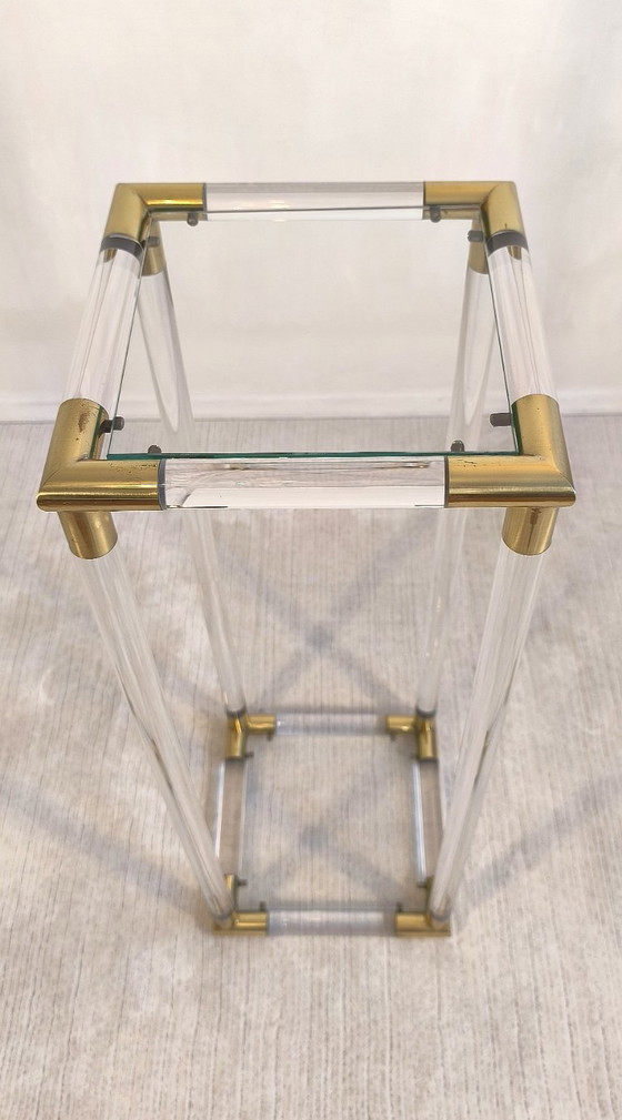 Image 1 of 😍✨ Excepcional soporte de columna de Charles Hollis Jones en Lucite y latón, década de 1970 ✨😍