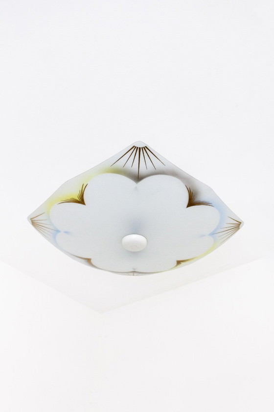 Image 1 of 1950s/60s mid-century art deco ceiling lamp flower