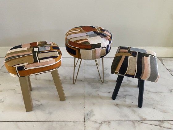 Image 1 of Recycled stool upholstered with designer fabric