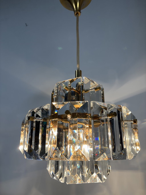 Kinkeldey Kroonluchter Messing & Kristal - Mid-Century