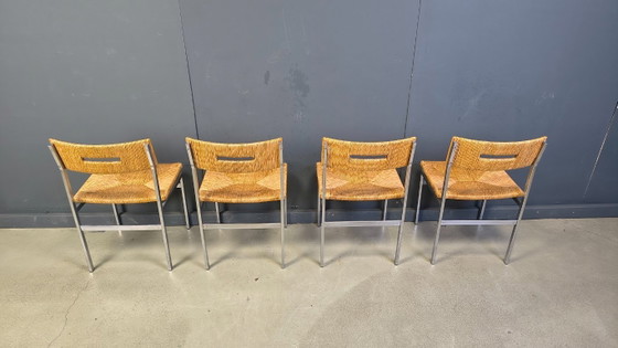 Image 1 of Belgische Korbstühle mit Chromgestell, 1970er Jahre – 4er-Set