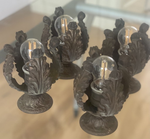 4 x Bronzen Vintage Lampen