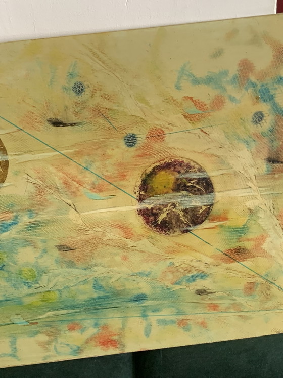 Abstract Painting - Cosmic - Unique Japanese-Inspired Lacquer Work, Signed « Mestre » 84 - 60x40 cm (photo 7 of 27)