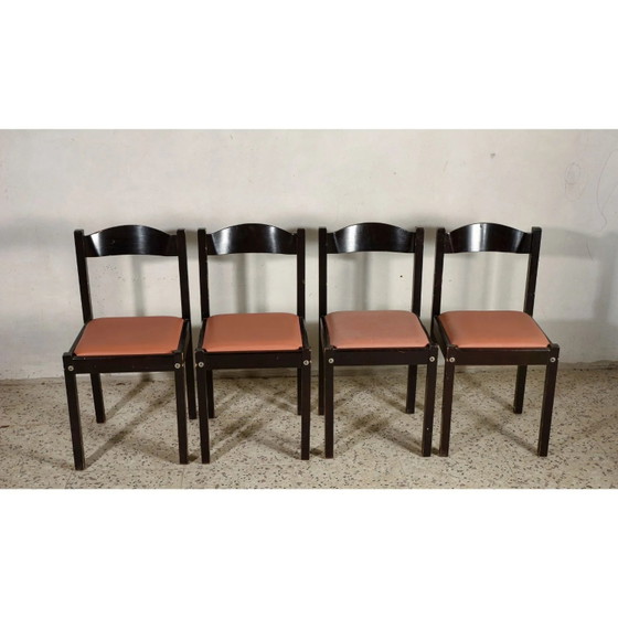 Set di 4 sedie da pranzo di design italiano 1980 – Legno, Retro (photo 9 of 10)