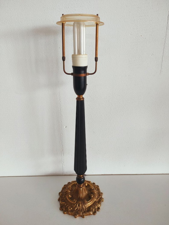 Imperial / Baroque (style) table lamp with fluted wooden stand & brass base – Other (photo 13 of 14)