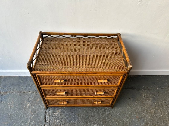 Image 1 of Commode en bambou et rotin Angraves, style milieu du siècle, années 1970