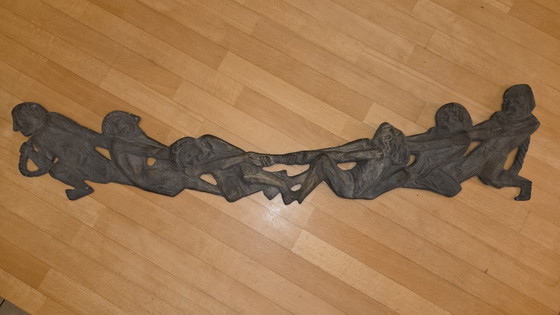 Großes Bronze Relief „Die Tauziehenden“ Joseph Krautwald 1m Wandrelief Skulptur – Bildhauerei (photo 5 of 5)