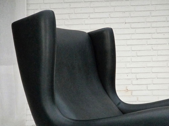 Jaren 60, Deens ontwerp van Illum Wikkelsø, fauteuil, model 110, leer, teak – Wood (photo 4 of 21)