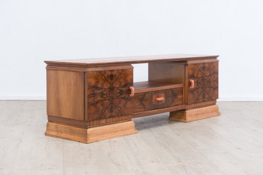 Art-déco-Lowboard aus kaukasischem Nussbaum – restauriert