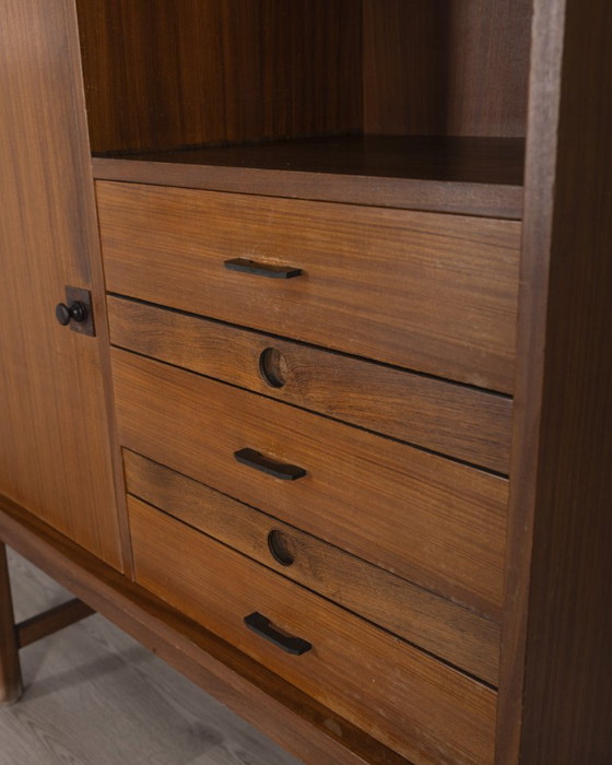 Image 1 of Vintage 1960s wooden highboard, baroque design