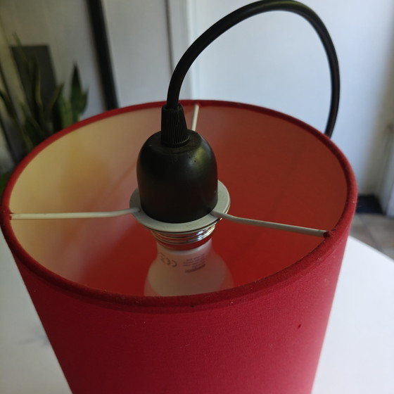 Image 1 of Rode hanglamp Ø18 – Rode stoffen kap
