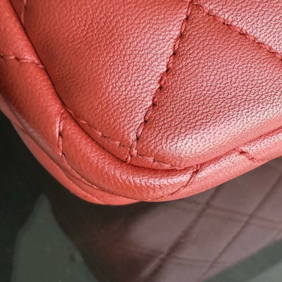 Image 1 of Chanel Seasonal Flap - Two Tone Quilted Lambskin Red Grey Golden Hardware Series 23