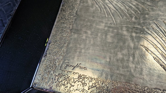 Image 1 of Gony Nava etched brass coffee table, 1970s