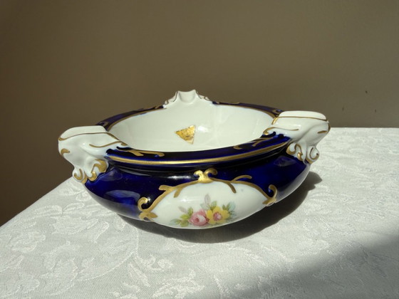 Cendrier Royal Dux en porcelaine or cobalt, boîte d'origine – Accessoires de table (photo 6 of 12)