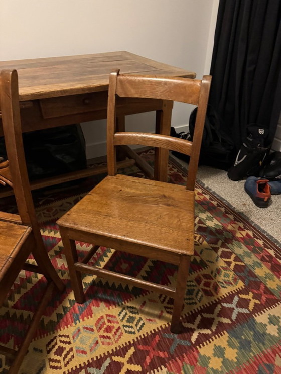 Image 1 of French farmhouse table with bench and chairs