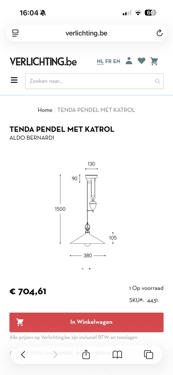 Image 1 of Tenda Pendel met Katrol Aldo Bernardi