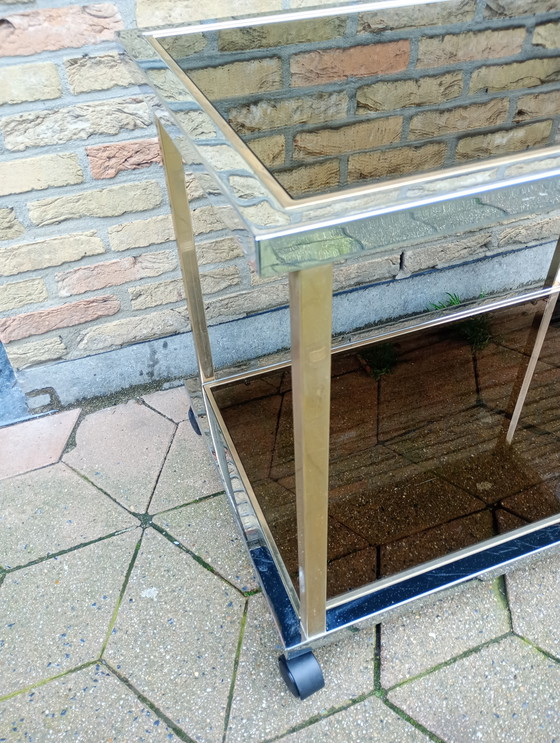Image 1 of Belgo chrome rolling table bar table