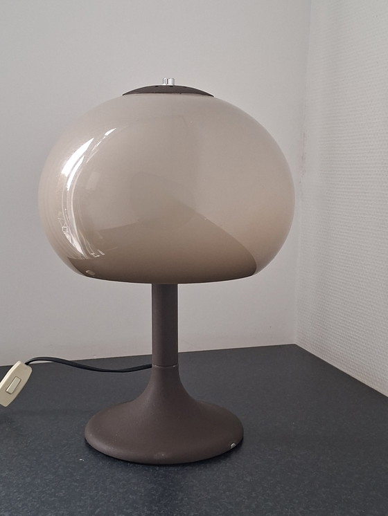 Lampada da tavolo vintage a fungo Dijkstra, Lampade da tavolo, Metallo, Plastica, Beige (foto 3 di 5)