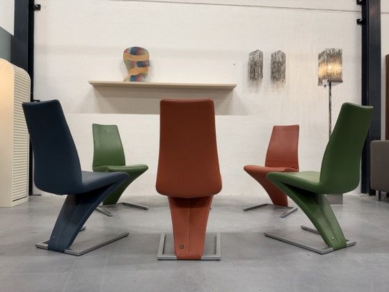 6 Rolf Benz 7800 Dining chairs green Orange Blue, Leather (photo 11 of 11)