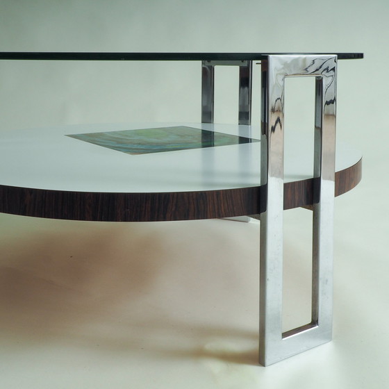 Image 1 of Tavolino rotondo in vetro e cromo dell'era spaziale