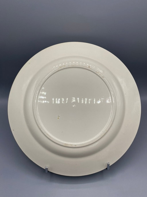 Grande piatto antico in maiolica, con decorazioni floreali blu cobalto. – decoratieve objecten (photo 2 of 3)