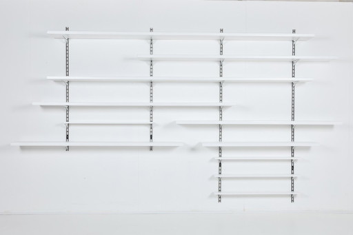 Sistema di scaffalatura modulare a parete Mid-Century Modern italiano del 1960