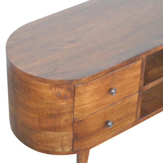 Mobile TV di Lusso in Legno Massello di Mango – Chestnut – Design Rotondo – Artisan, Mobili TV (photo 6 of 9)